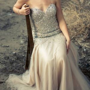 Size 6 Champagne Graduation Dress